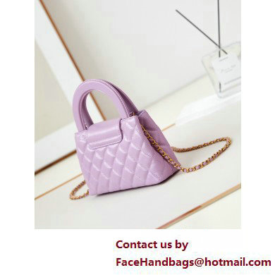 Chanel Shiny Crumpled Calfskin  &  Gold-Tone Metal Mini Shopping Bag AS4416 Lilac 2025